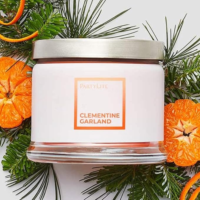 PartyLite 3-Wick Jar Candle, Highly Fragranced Clean Burning Glass Candle, 25-45 Hours Burn Time (Clementine Garland) - Bloomnest