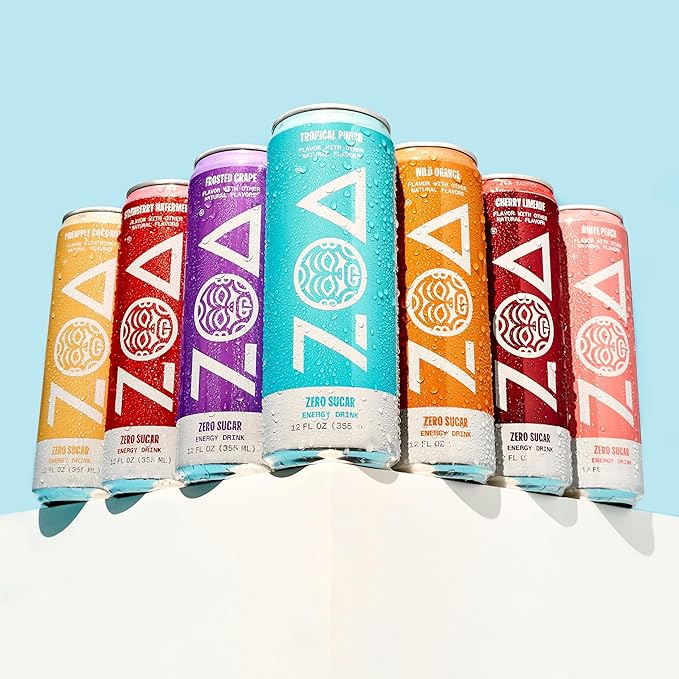 ZOA Zero Sugar Energy Drinks, Wild Orange - Sugar Free with Electrolytes, Healthy Vitamin C, Amino Acids, Essential B-Vitamins, and Caffeine from Green Tea - 12 Fl Oz (12-Pack) - Bloomnest