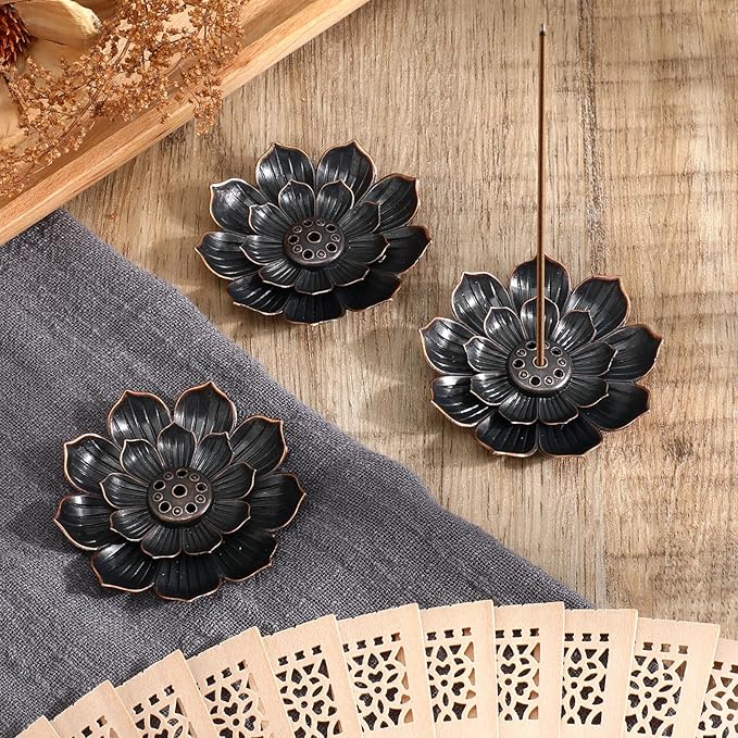 6 Pcs Incense Holder Lotus Incense Burner Cone Stick Holder Catcher Vintage Flower Incenses Burner for Home Sauna Yoga SPA Fragrance - Bloomnest
