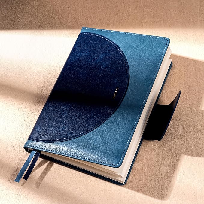 CAGIE Lined Journal for Women, 100GSM Leather Journals for Writing with Buckle Closure,A5 Hardcover Diary Journaling Notebooks for Business Work School Note Taking 5.9" x8.59 (Blue) - Bloomnest