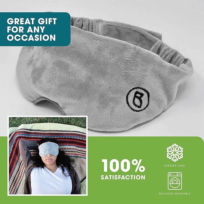 BARMY Weighted Sleep Mask for Women and Men (0.8lb/13oz) Weighted Eye Mask for Sleeping, Eye Cover Blocks Light Helps Relaxation and Night Sleep, Comfortable Blackout Sleeping Mask, Gray - Bloomnest