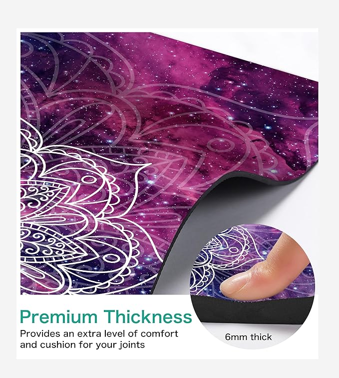 Non Slip Yoga Mat TPE Workout Mat for Men Women, Thick Workout Mat with Carrying Strap, Fitness Mats for Exercise, Yoga, Fitness, Pilates, Floor Workouts (72" x 24" x 6mm) - Bloomnest