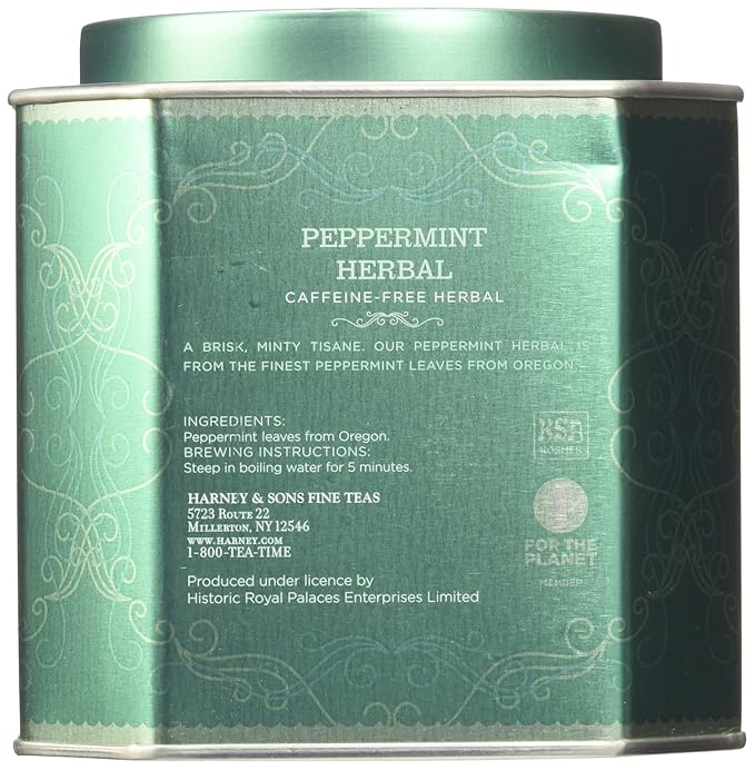 Harney & Sons Peppermint Herbal Tea in Sachets, Caffeine-Free Herbal, 30 Sachets (Pack of 2) - Bloomnest