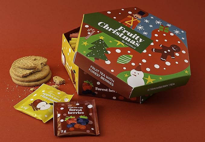 ACORUS Fruity Christmas Tea Set, Fruit Tea Gift Set, 60 Assorted Tea Bags Variety Pack, Fruit Tea Sampler, Specialty Tea Bags Individually Wrapped, Tea Gifts for Women, Men, Tea Lovers - Bloomnest
