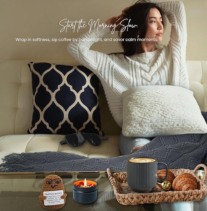Get Well Soon Gift Baskets for Men&Women- Self Care Package/Brithday - After Surgery, Sympathy Gifts for Loss of Loved One, Thinking of You/ Grief /Bereavement /Miscarriage Gifts (Grey & Navy Blue) - Bloomnest