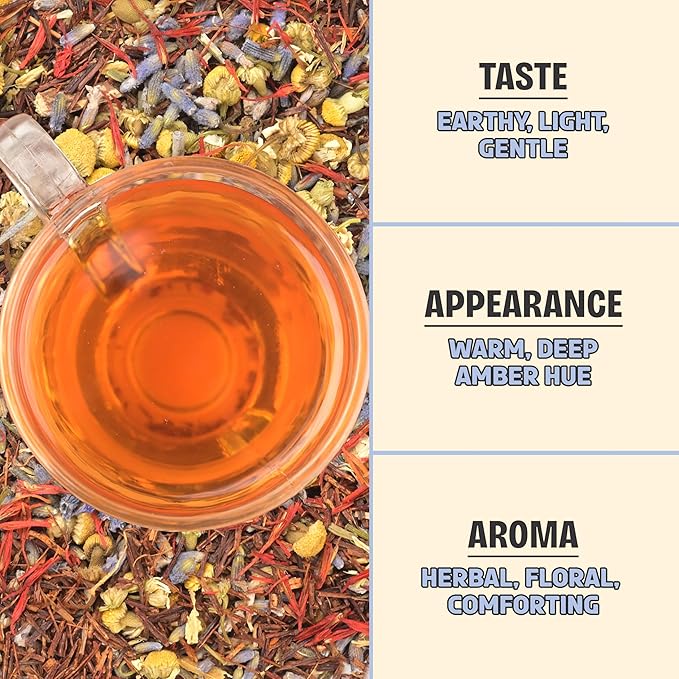 BREWIX, Bedtime Blossom Calming Tea For Sleep (50+ Cups) Herbal All Natural | Supports a Good Night’s Sleep | Night Time, Caffeine Free with Rooibos, Safflower, Chamomile and Lavender | Perfect for Bedtime | Relaxing Natural Nighty Night Sleeping Tea - Bloomnest