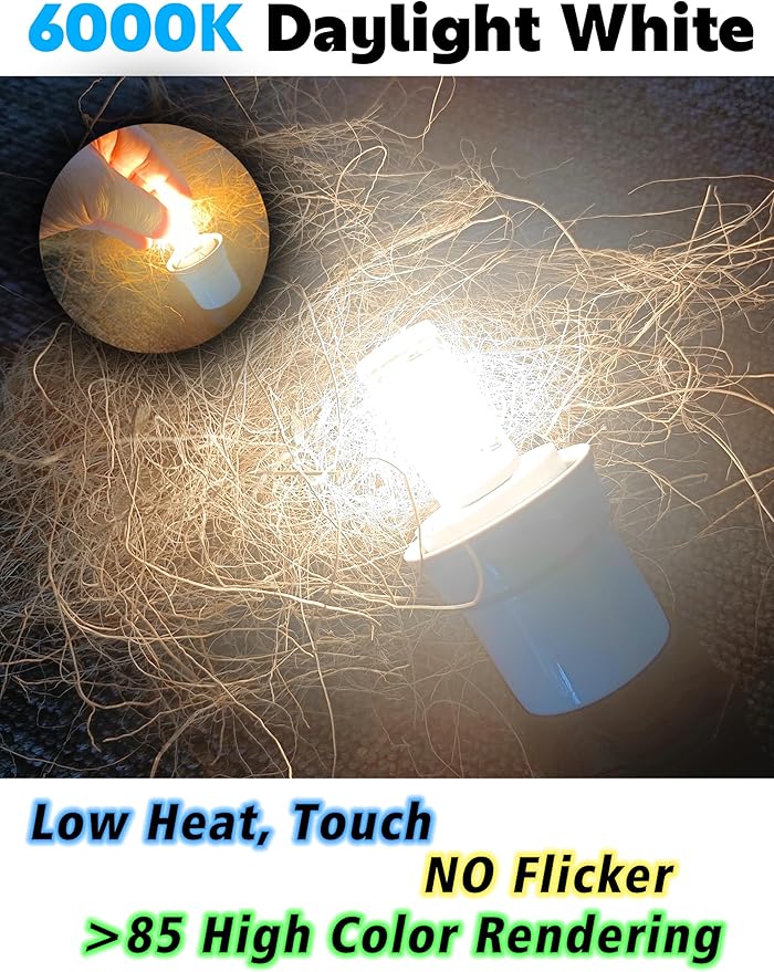 E12 2W C7 T6 LED Chandelier Bulbs 25W Equivalent, E12 Small Candelabra Base LED Bulbs, 120V 250lm 6000k White for Pendant Wall Sconces Dryer Fridge Salt Lamp, Non-Dimmable, 10Pack - Bloomnest