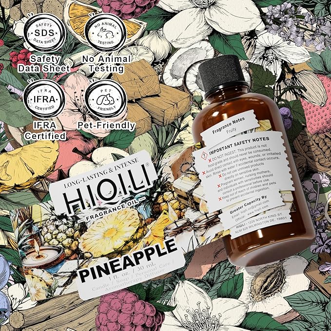 HIQILI Pineapple Fragrance Oil for Diffuser, Soaps, Bath Bombs, Candles Making, Bright Scents for Home, Car & Office - 1 Fl Oz - Bloomnest
