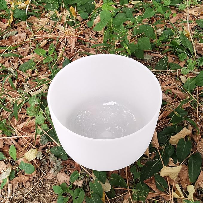 417hz Solfeggio Frequency Zeal Chakra Frosted Quartz Crystal Singing Bowl 8 Inch G# Note For Meditation Sound Bath,Rubber Mallet And Oring Included - Bloomnest