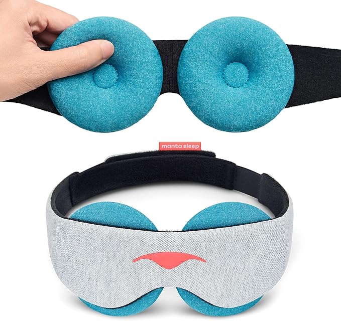 Manta Cool Sleep Mask – Blackout Eye Mask with Reusable Cooling Pads, Zero Eye Pressure and Adjustable Strap for Soothing Cool Relief - Bloomnest