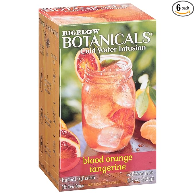 Bigelow Botanicals Blood Orange Tangerine, Caffeine Free Herbal Tea with Blood Orange & Tangerine Flavor, 18 Count (Pack of 6), 108 Total Tea Bags - Bloomnest