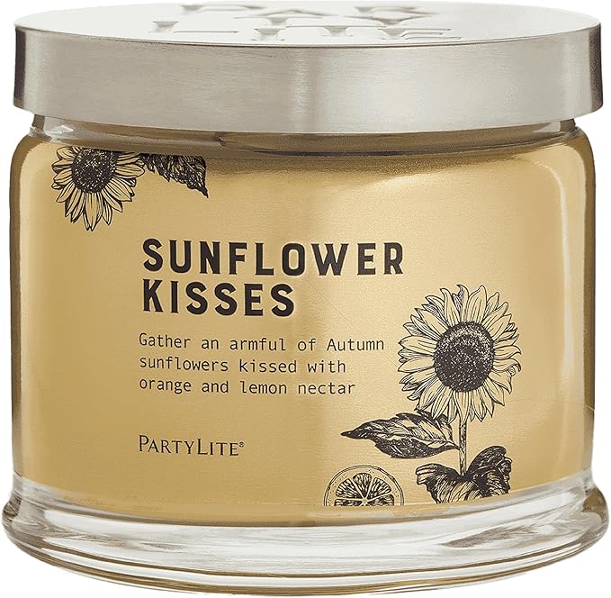 PartyLite 3-Wick Jar Candle, Highly Fragranced Clean Burning Glass Candle, 25-45 Hours Burn Time (Sunflower Kisses) - Bloomnest
