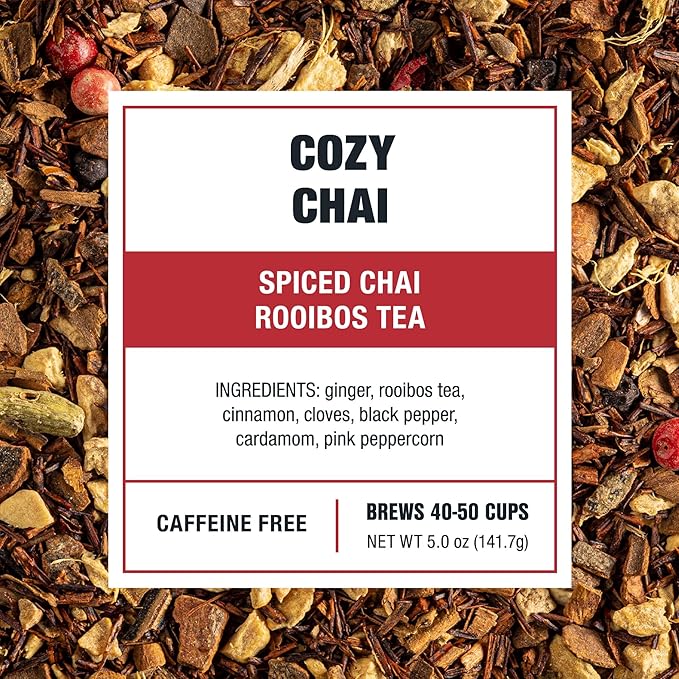 Tiesta Tea - Cozy Chai, Loose Leaf, Spiced Chai Rooibos Tea, Premium Caffeine-Free Blend, Makes Hot or Iced & Up to 50 Cups, 5oz Refillable Tin - Bloomnest