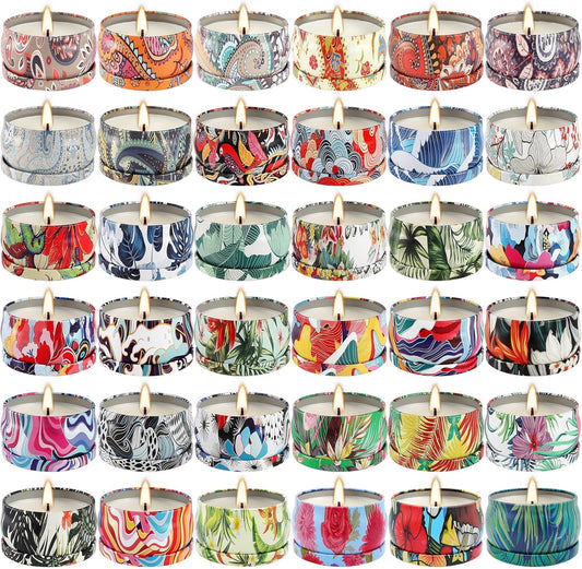 36-Pack Scented Candles Gift Set, 2.5oz Long-Lasting Soy Wax Candles with Essential Oils for Aromatherapy, Home Fragrance for Christmas Valentine's Day Holiday Season Relaxation Gifts