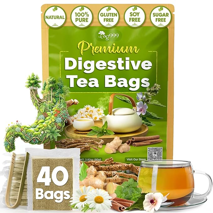 TOG999, Premium Digestive Tea Bags | 40 Count | Herbal Blend with Marshmallow Root, Licorice Root, Chamomile Flower, Ginger, Fennel Seed, Peppermint & Cinnamon – Smooth & Comforting Herbal Tea - Bloomnest