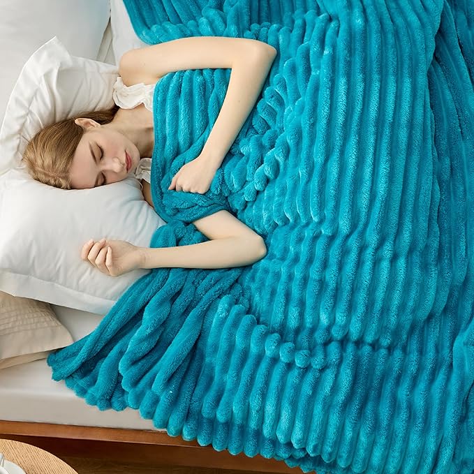 Bedsure GentleSoft Teal Fleece Blanket for Couch - Cozy Soft Blankets for Women, Cute Small Throws for Girls, 108x90 Inches - Bloomnest