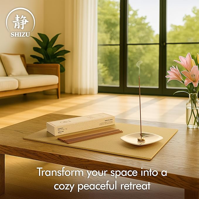 Shizu Sandalwood Incense Sticks – Temple Grade Japanese Incense with Brass Holder – Calming Scent for Relaxation, Meditation & Home Spa, Elegant Gift Set (60 Sticks) - Bloomnest