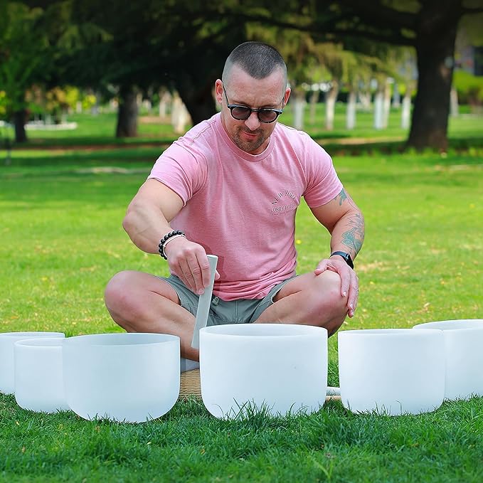 TOPFUND 10 inch C Note Crystal Singing Bowl Root Chakra with Heavy Duty Carrying Case and Suede Mallet