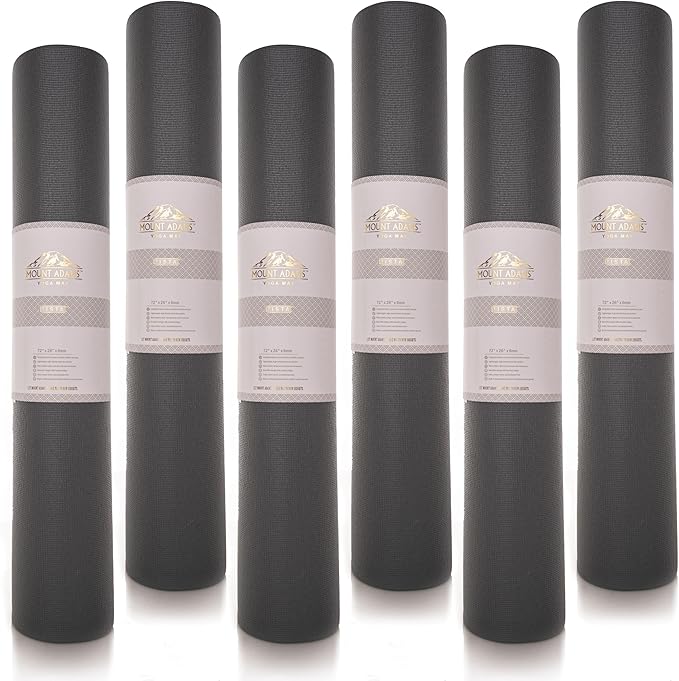 6 Pack Vista Wide 6mm Yoga Mat by Mount Adams - The New Standard in Professional Yoga Mats - Dense, Slip Resistant Exercise Mat - Wholesale Studio Brand Now Available to the Public, 72" x 26" - Bloomnest