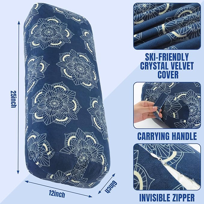 MABOZOO Yoga Bolster Pillow, Rectangular Yoga Bolster for Restorative & Meditation, Professional Meditation Cushion with Carry Handle - Bloomnest