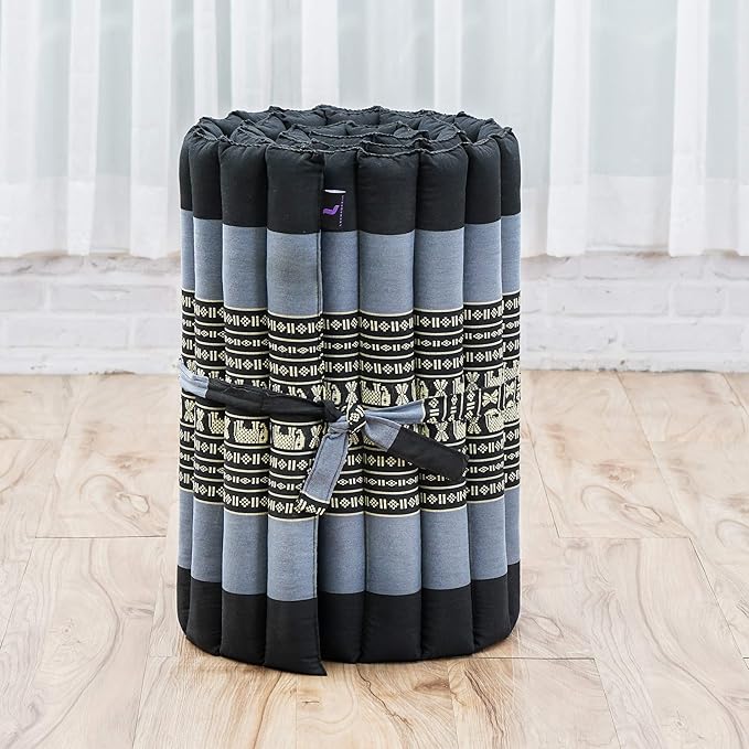 Leewadee - Foldable Floor Mattress - Japanese Roll Up Futon -Trifold Tatami Mat- Guest Floor Bed - Camping Mattress - Thai Massage Mat, Kapok Filled, 75 x 20 inches, Blue - Bloomnest
