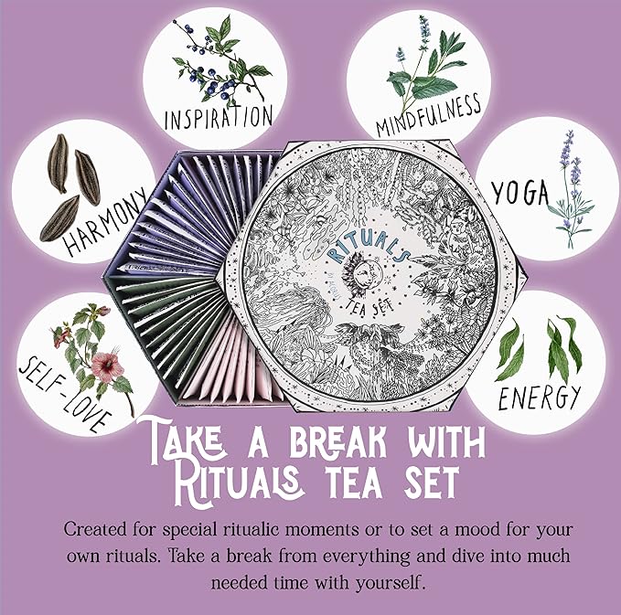 ACORUS Rituals Tea Set - Natural Fruit and Herbal Variety Pack, Tea Gift Set of 6 Different Teas, Sampler of 60 Bags Individually Wrapped - Bloomnest
