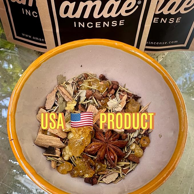 Natural Resin, Herbs & Essence Wealth Manifestation Mix - Blend with Frankincense, Sandalwood, Cinnamon & Copal - Grounding Loose Incense for Abundance Rituals & Meditation - 1.19 oz. AmaeIncense