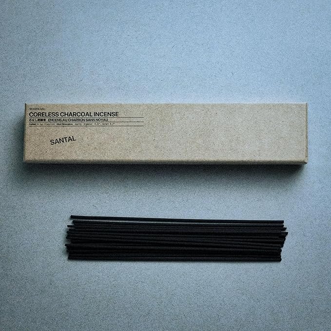 Santal Coreless Pure Incense Sticks, Artisan-Crafted Niche Scent, Exclusive Low-Smoke Bamboo Charcoal Formula, Clean-Burning, 1-Hour Burn Time, 20 Sticks - Bloomnest