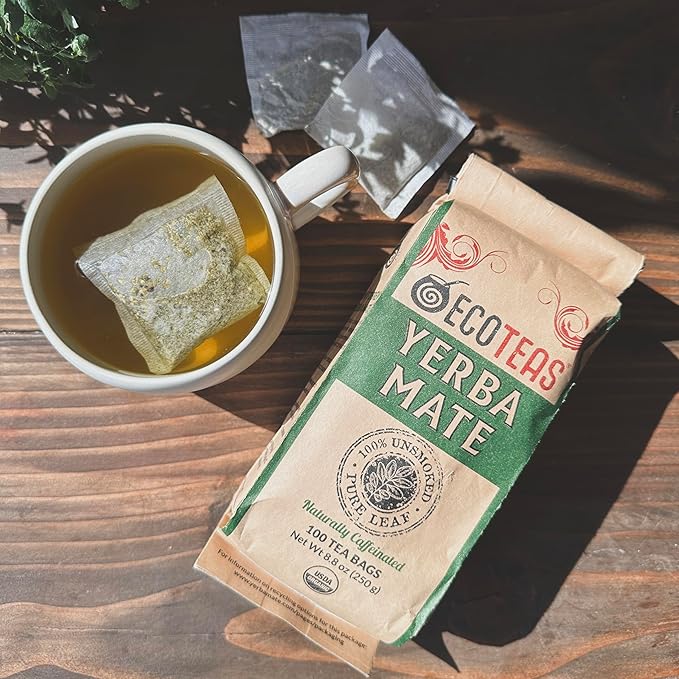 ECOTEAS Premium Organic Yerba Mate Tea Bags – Natural Energy & Detox Herbal Tea – Coffee Alternative - Kosher, Non-GMO, Gluten-Free - 100 Unsmoked Bulk Bags, 8.8 oz (Pack of 2) - Bloomnest