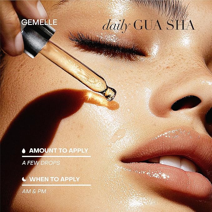 GEMELLE Lymphatic Gua Sha Face Oil | 10x Award Winner | Vitamin C,E & A | Detox, Plump, Sculpt, Hydrate | High-Altitude Rosehip | Natural Botanical for Gua Sha Facial Tools, Lymphatic Drainage - 15ml - Bloomnest
