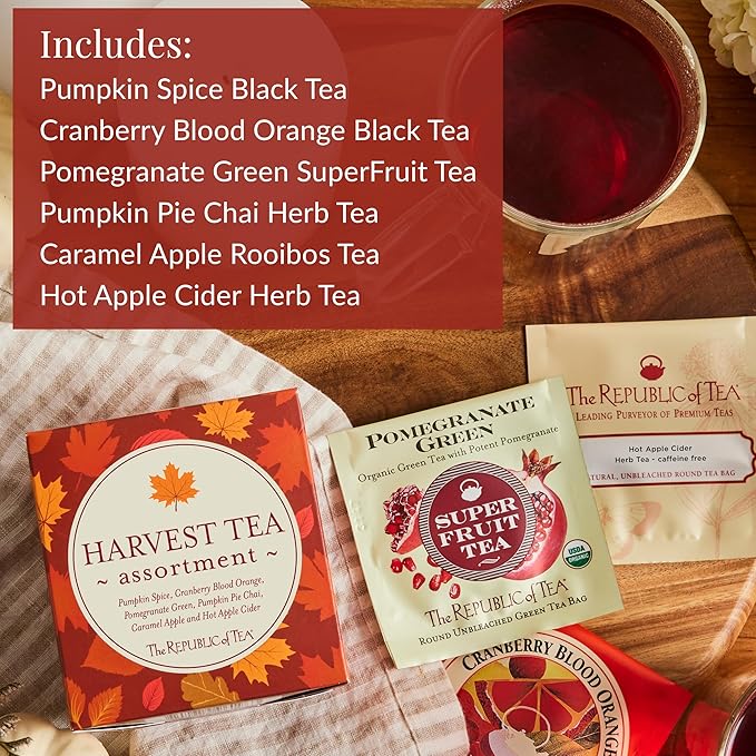 The Republic of Tea: Fall Harvest Tea Assortment Cube, 24 Tea Bags - Bloomnest