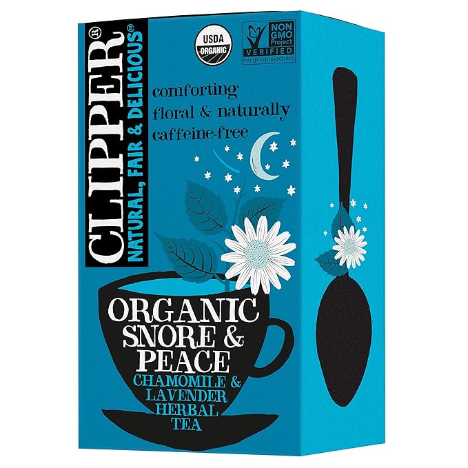 Clipper Tea Snore and Peace Chamomile & Lavender Herbal Tea – Caffeine Free, USDA Organic, Great Hot or Iced – Comfortingly Floral, Natural, Fair & Delicious – 20 Tea Bags - Bloomnest