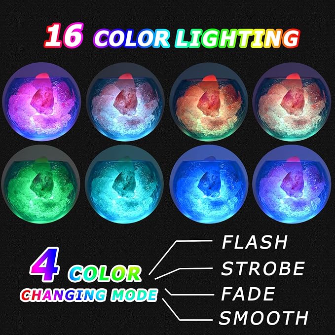 USB Himalayan Salt Lamp with Remote Control, 16 Colors Lighting & 4 Color Changing Mode Salt Rock Lamp, Used for Holiday Gift, Home Deco, Yoga, Office - Bloomnest