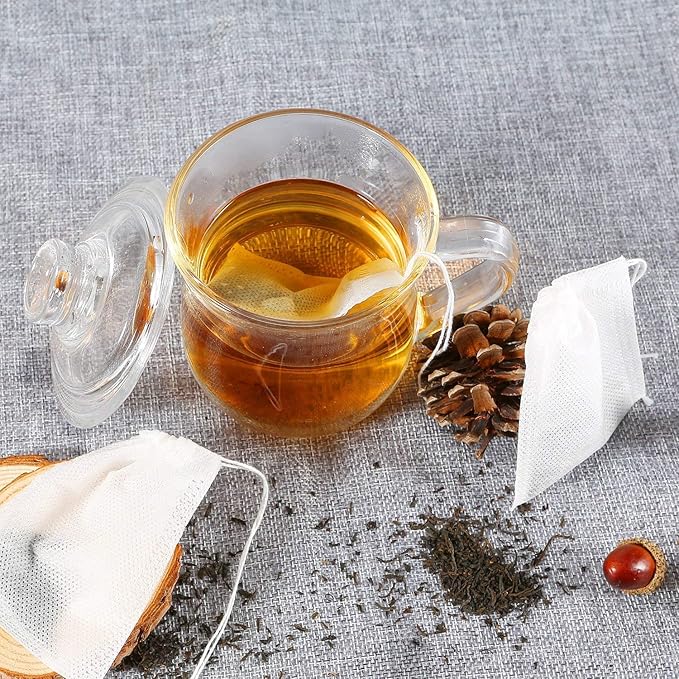 200 Pcs Disposable Tea Bags for Loose Leaf Tea, Empty Tea Bags for Loose Tea with Drawstring, Natural Tea Filter Bags - Bloomnest