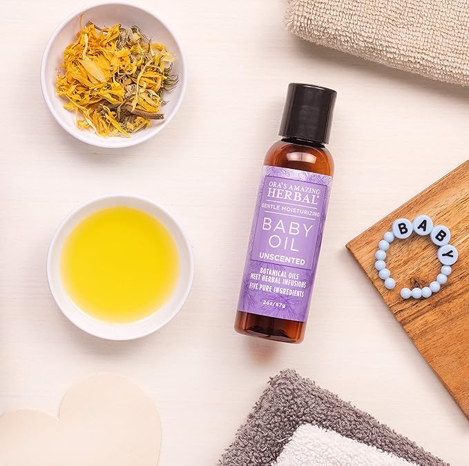 Ora's Amazing Herbal Travel Size Natural Baby Oil, Calendula Oil for Baby, Infant Massage, Cradle Cap, Hair Oil, Multipurpose Baby Oil, OAHerbal - Bloomnest
