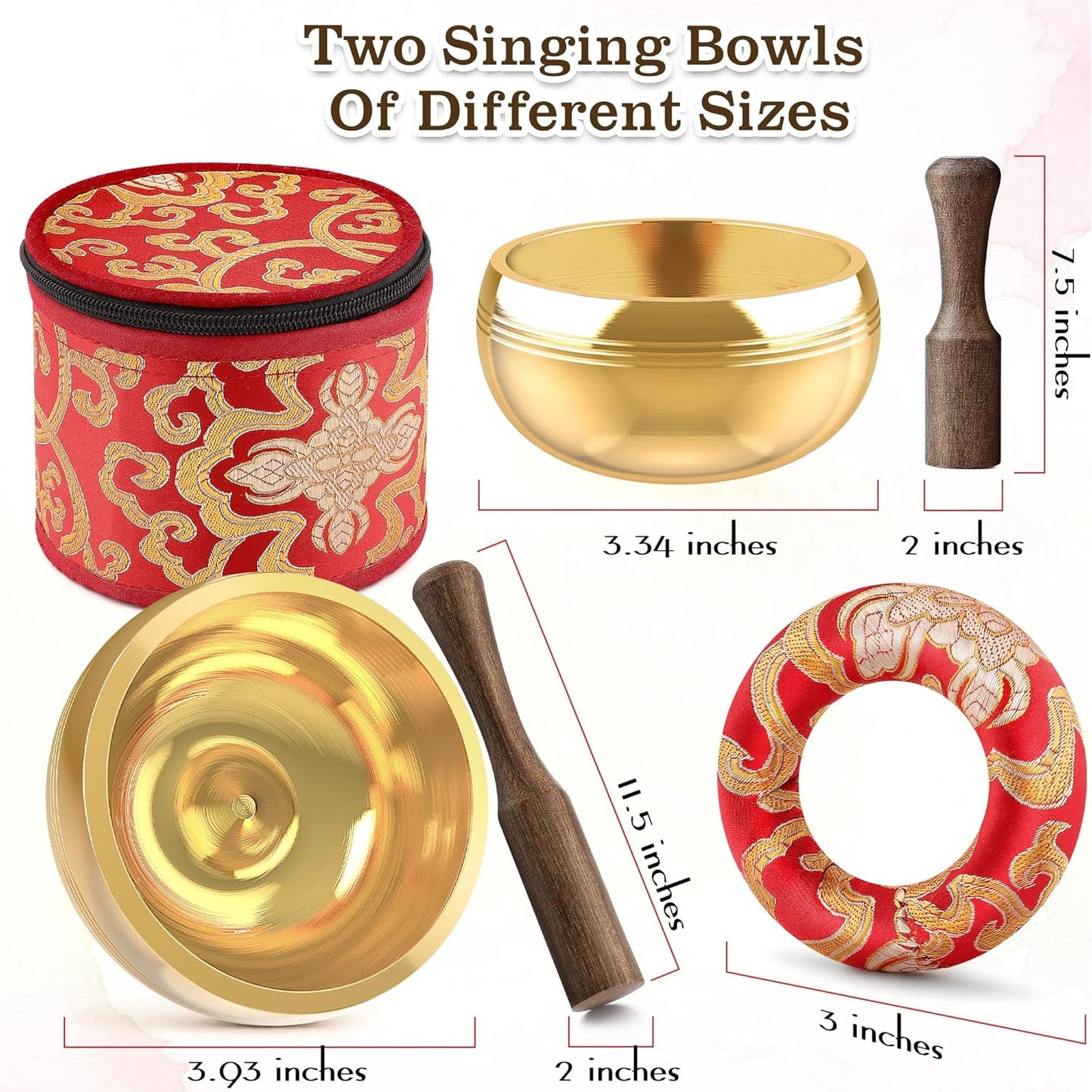 2-Pack Tibetan Singing Bowls Set - 100% Handmade in Nepal, Sound Bowl Meditation Set for Yoga, Chakra Healing, Meditation Gifts, Unique Gifts for Women