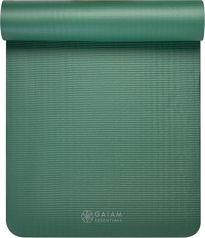 Gaiam Essentials Thick 2/5" (10mm) and Thin 1/4" (6mm) Yoga & Pilates, Fitness & Exercise Mat with Easy-Cinch Carrier Strap - Bloomnest