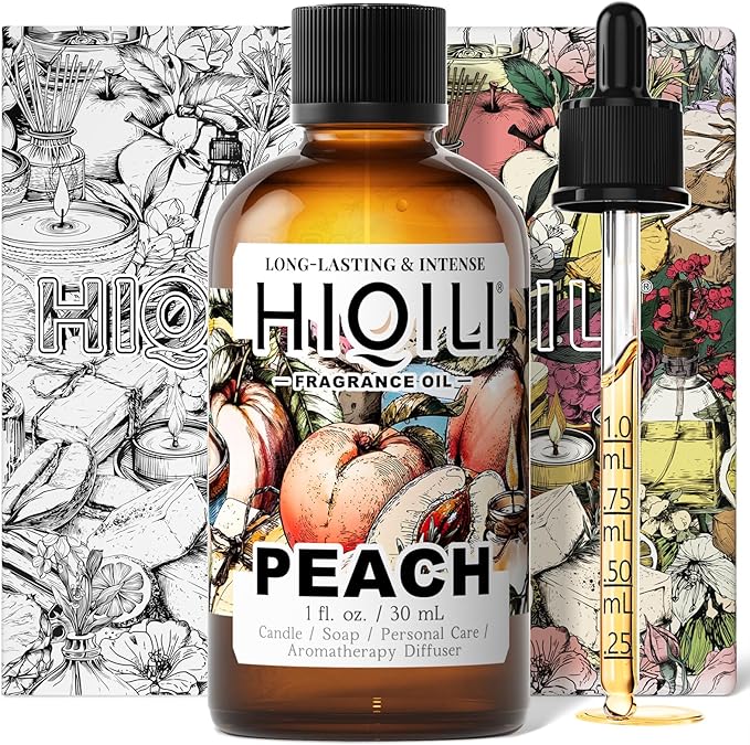 HIQILI Peach Fragrance Oil for Home Diffuser, DIY Candle, Linen & Room Freshener Spray Making, Juicy Fruit Scents - 1 Fl Oz - Bloomnest
