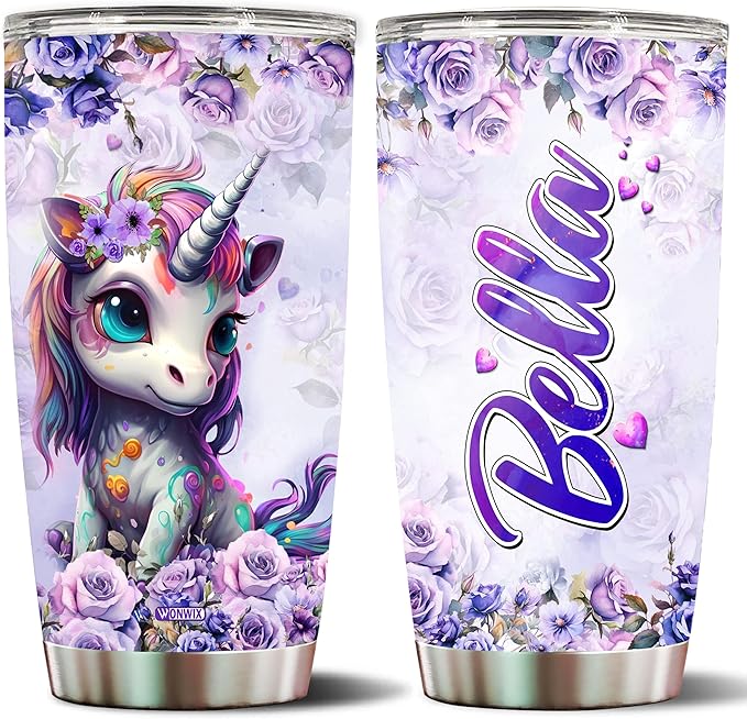 Personalized Unicorn Gifts Unicorns Gift For Women, Girls Lover Coffee Cup Mug Travel Mugs 20oz Stainless Steel Thermos Tumbler With Lids (UNICORN) - Bloomnest