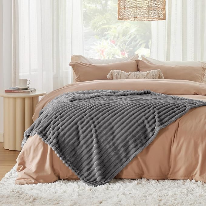 Bedsure GentleSoft Frost Gray Fleece Blanket for Couch -Cozy Soft Blankets for Women, Cute Small Throws for Girls, 60x80 Inches - Bloomnest