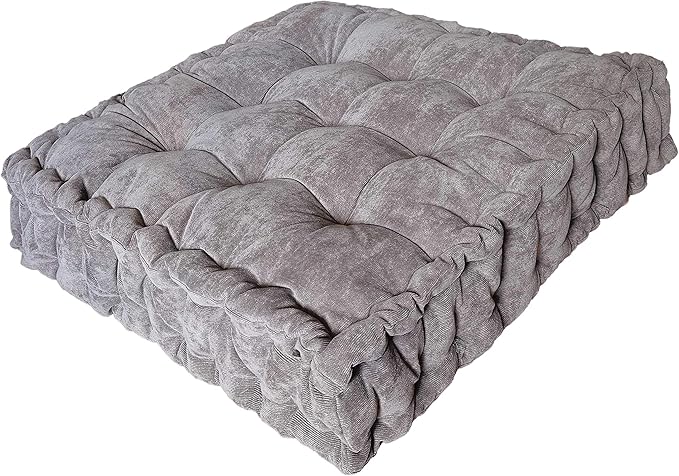 Verpert Floor Pillow 25x25 Inch, Square Meditation Cushion Floor Seating for Adults, Oversized Tufted seat Cushion Reading Nook for Kids, Yoga Meditation Pillow for Sitting on Floor-Gray