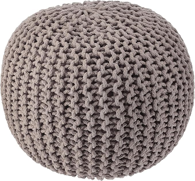 REDEARTH Round Pouf Foot Stool Bean Bag Ottoman - Hand Knitted Boho Pouffe - Home Decor Poof - Stuffed Foot Rest for Living Room - Nursery - Bedroom - Patio (19.5"x19.5"x14") - Taupe - Bloomnest