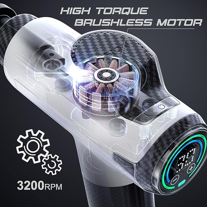 Fusion Black Pro Deep Tissue Massage Gun for Athletes - Percussion Muscle Massager for Pain Relief and Relaxation - Chiropractor Body Massager - Bloomnest