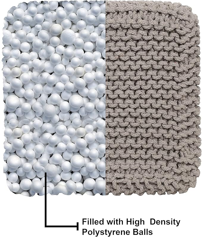 REDEARTH Cube Hand Knitted Pouf - Foot Stool Ottoman - Cord Boho Pouffe - Poof Accent Stuffed Table or Footrest for Living Room - Nursery - Bedroom - Patio - 100% Cotton (16" x 16" x 16") - Taupe - Bloomnest