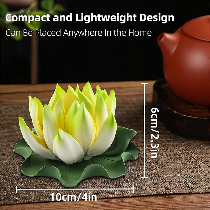 Lotus Incense Burner - Incense Burner Holder for Home Incense Holder Decor Incense Holder for Sticks Yoga, SPA(Z4-Green Yellow) - Bloomnest