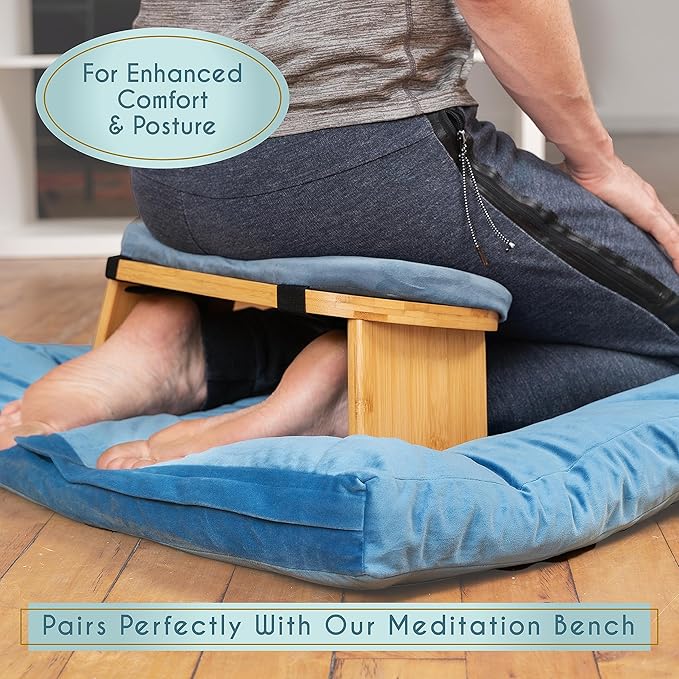 Florensi Meditation Mat Zabuton, Velvet Floor Cushions for Sitting, Meditation Cushions and Pillows with 100% Cotton Insert, Yoga Cushion for Women and Men - Bloomnest