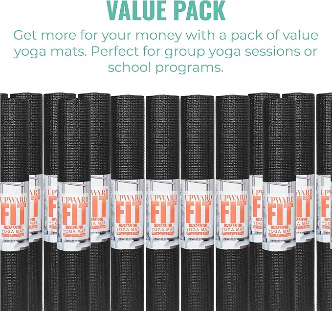 16-Pack Value Yoga Mat, 68" x 24" Non Slip Exercise Mat, 3mm Thick Gym Mat, Bulk Non Toxic Yoga Mats for Schools and Studios - Bloomnest