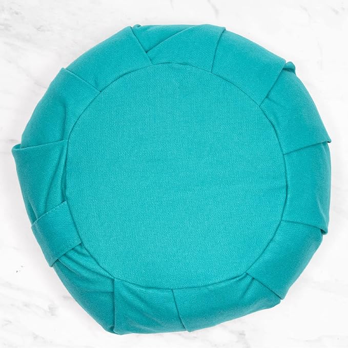 Myga Zafu Yoga Meditation Cushion with Washable Cover - Floor Cushion Pillow with Natural Buckwheat Filling - Soft Round Cotton Design for Meditating or Pranayama Exercises - Bloomnest
