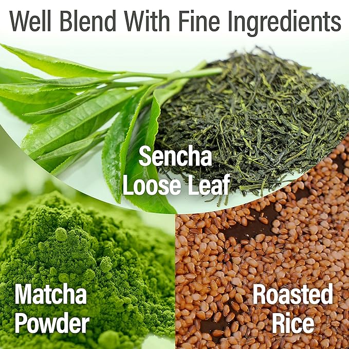 chaganju Genmaicha Green Tea with Matcha, roasted brown rice tea, Low caffeine, Japanese Tea, 3g×60 tea bags - Bloomnest