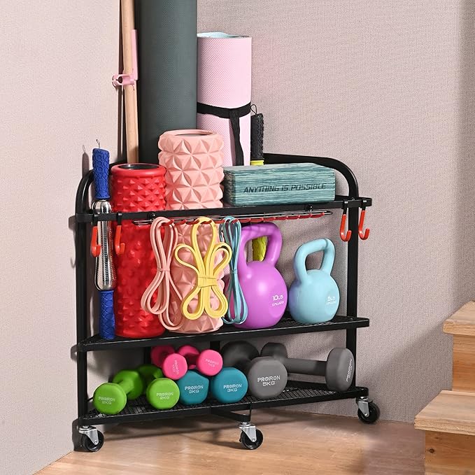 PLKOW Weight Rack for Dumbbells, Home Gym Storage for Dumbbells Yoga Mat Kettlebells, Yoga Mat Storage Rack for Garage, Home Gym - Bloomnest